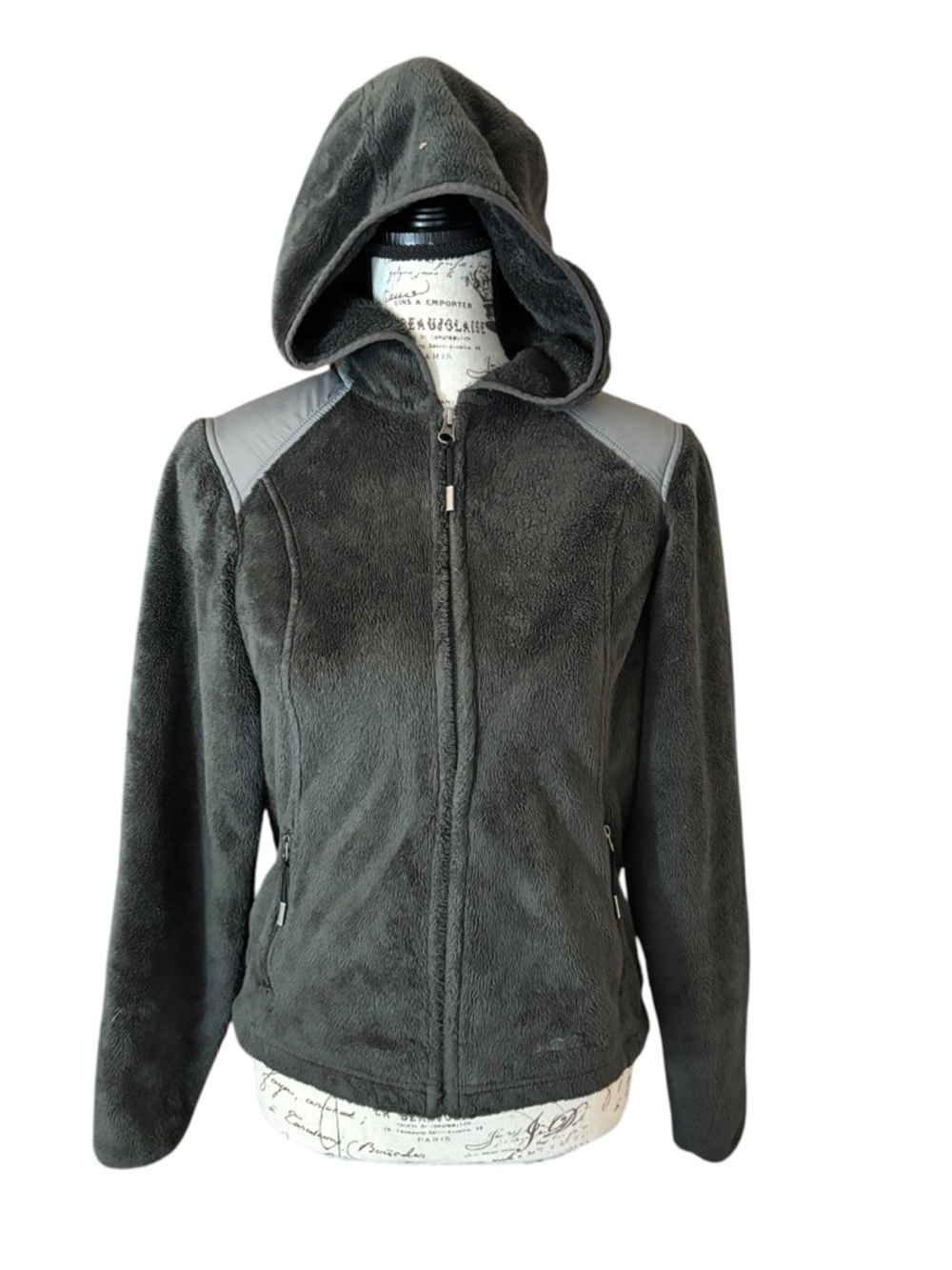 Eddie Bauer Hooded Teddy Fleece Jacket in CharcoalGray/Black